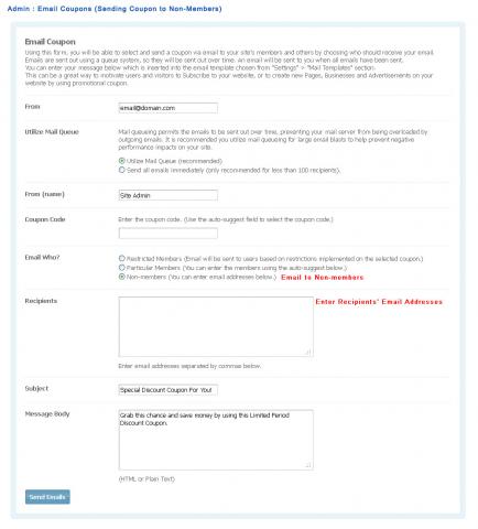 Admin : Email Coupons (Sending Coupon to Non-Members)
