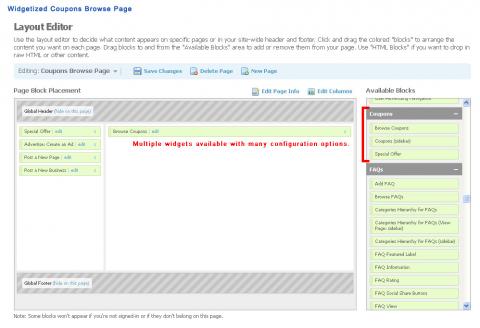 Widgetized Coupons Browse Page