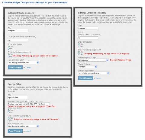 Extensive Widget Configuration Settings for your Requirements