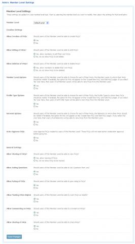 Admin: Member Level Settings