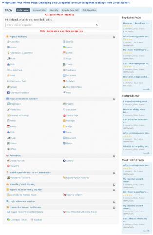 Widgetized FAQs Home Page: Displaying only Categories and Sub-categories (Settings from Layout Editor)