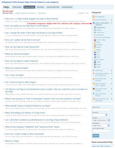 Widgetized FAQs Browse Page (filtered based on sub-category)