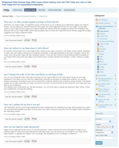 Widgetized FAQs Browse Page (With Layout Editor Setting such that FAQ Titles are Links to FAQ View Pages and not expandable/collapsable)
