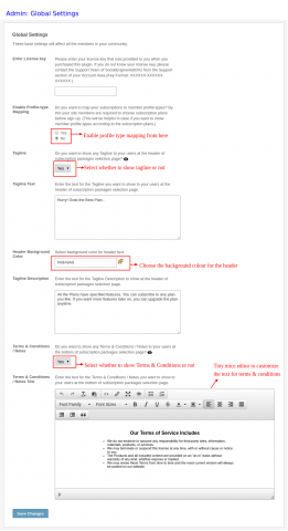 Admin: Global Settings