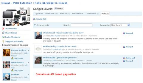 Groups - Polls Extension : Polls tab widget in Groups