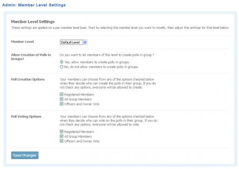 Admin: Member Level Settings