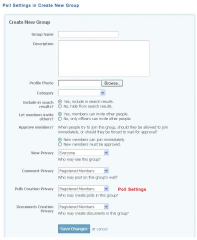 Poll Settings in Create New Group