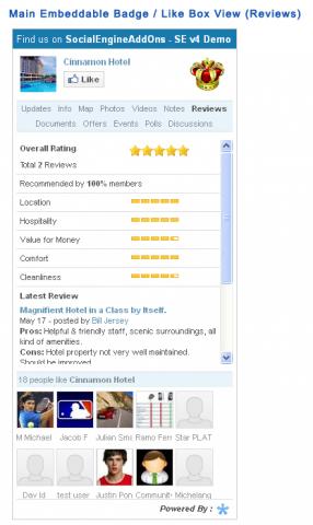 Main Embeddable Badge / Like Box View (Reviews)