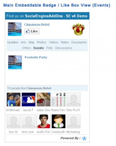 Main Embeddable Badge / Like Box View (Events)