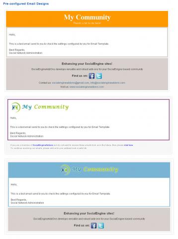 Pre-configured Email Designs