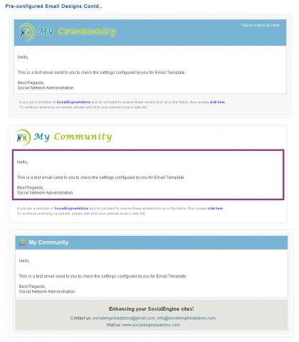 Pre-configured Email Designs Contd..