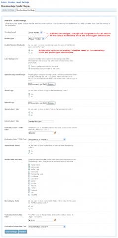 Admin: Member Level Settings