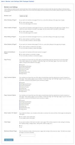 Admin: Member level Settings (With Packages Enabled)