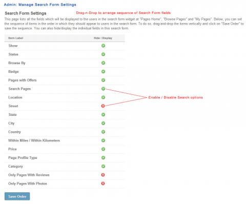 Admin: Manage Search Form Settings