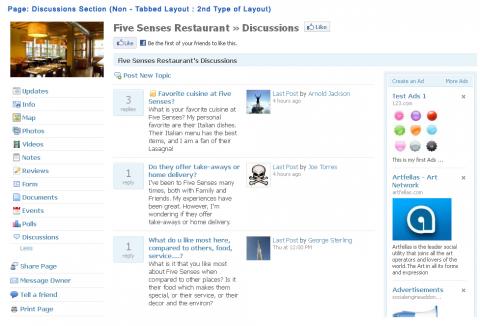 Page: Discussions Section (Non - Tabbed Layout : 2nd Type of Layout)