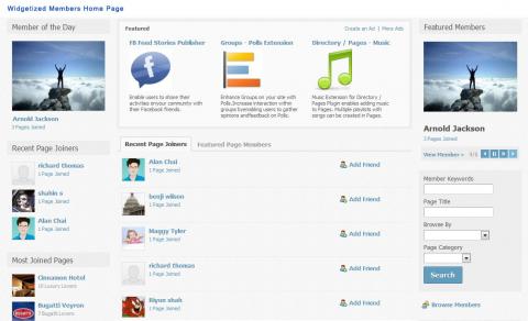 Widgetized Members Home Page
