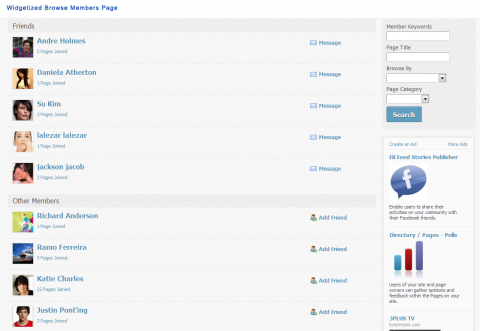 Widgetized Browse Members Page
