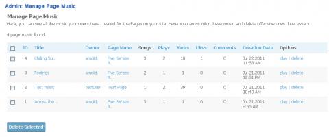 Admin: Manage Page Music