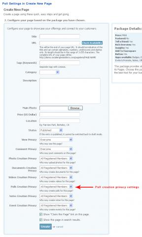 Poll Settings in Create New Page