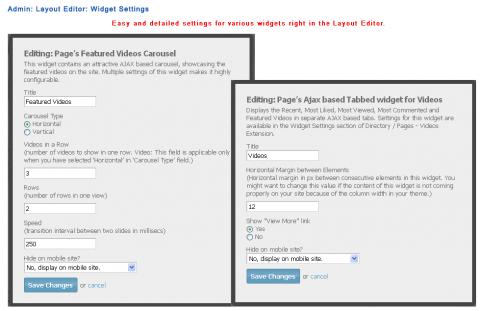 Admin: Layout Editor: Widget Settings