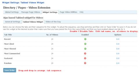 Admin: Widget Settings: Tabbed Videos Widget