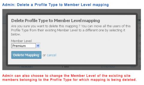 Admin: Delete a Profile Type to Member Level mapping