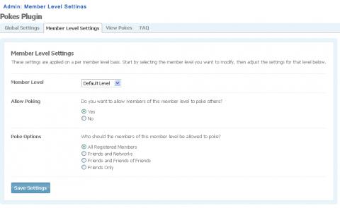 Admin: Member Level Settings