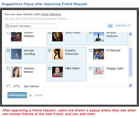 Suggestions popup after Approving Friend Request