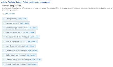 Admin: Recipes custom fields creation & management