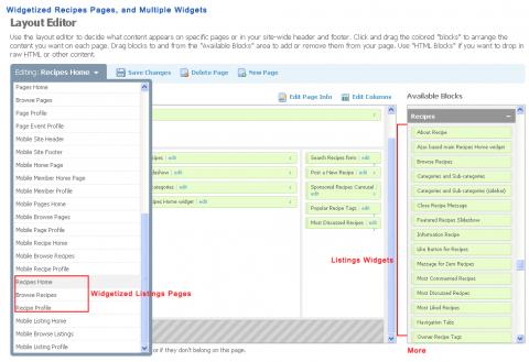 Widgetized Recipes Pages, and Multiple Widgets