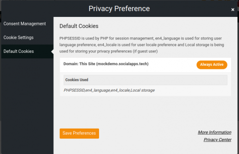 Privacy Preferences Popup