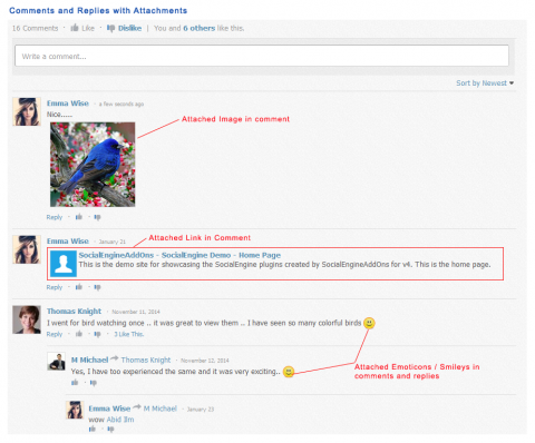 Comments and Replies with Attachments