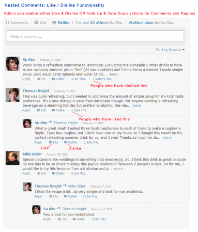 Nested Comments: Like / Dislike Functionality