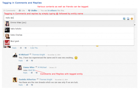Tagging in Comments and Replies
