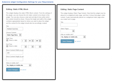 Extensive widget Configuration Settings for your Requirements