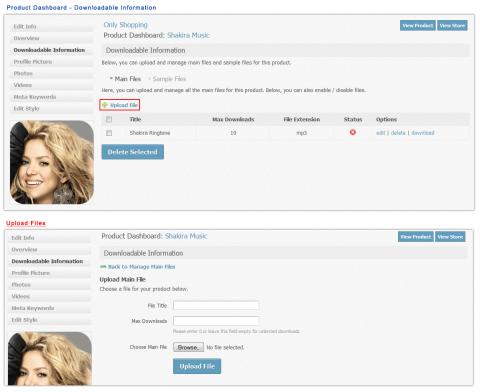 Product Dashboard - Downloadable Information