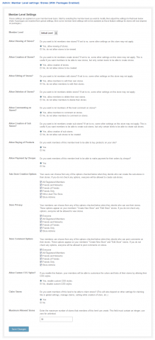 Admin: Member Level settings: Stores (With Packages Enabled)