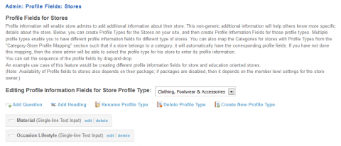 Admin: Profile Fields: Stores