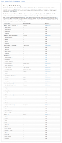 Admin: Category-Profile Fields Mapping: Products