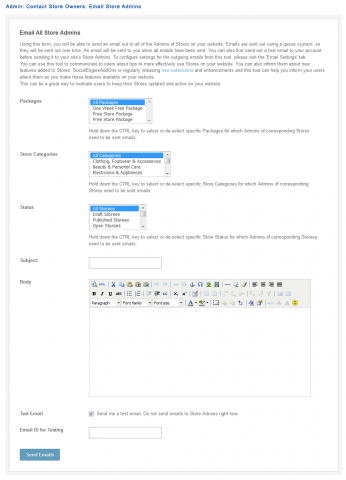 Admin: Contact Store Owners: Email Store Admins