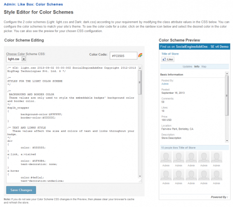 Admin: Like Box: Color Schemes
