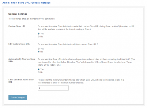Admin: Short Store URL: General Settings