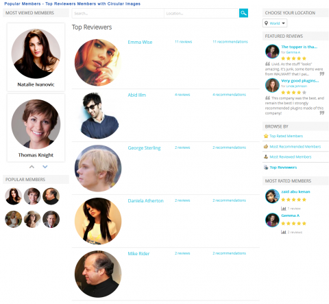 Popular Members - Top Reviewers Members with Circular Images